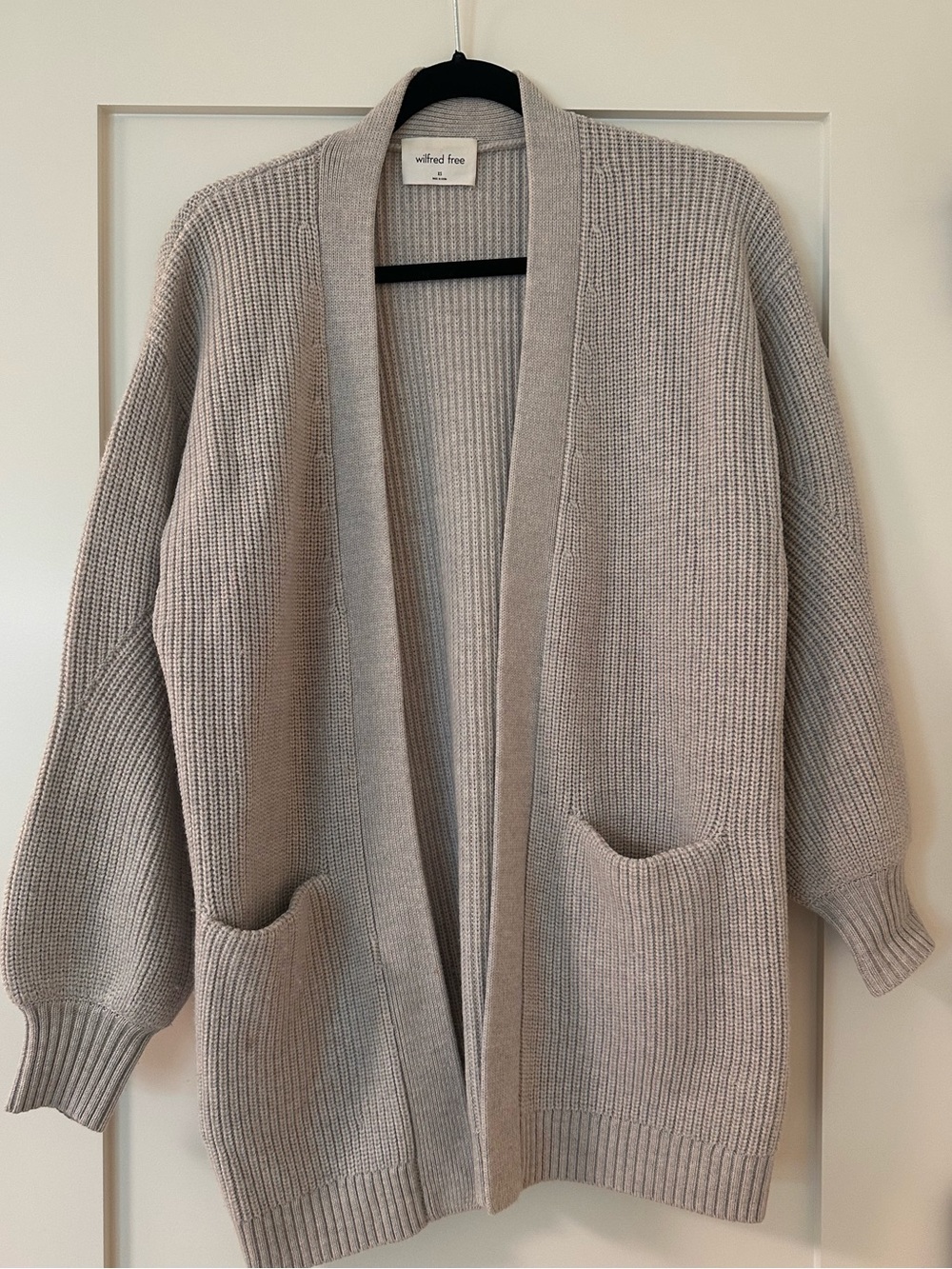 Wilfred Light gray Open-Front Knit Cardigan